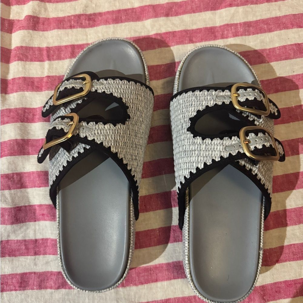 Blue and Black Platform Sandals